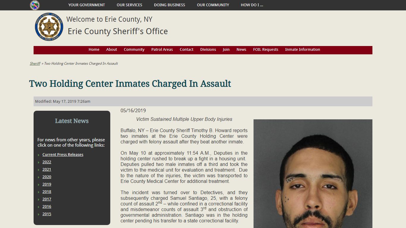 Two Holding Center Inmates Charged In Assault | Sheriff