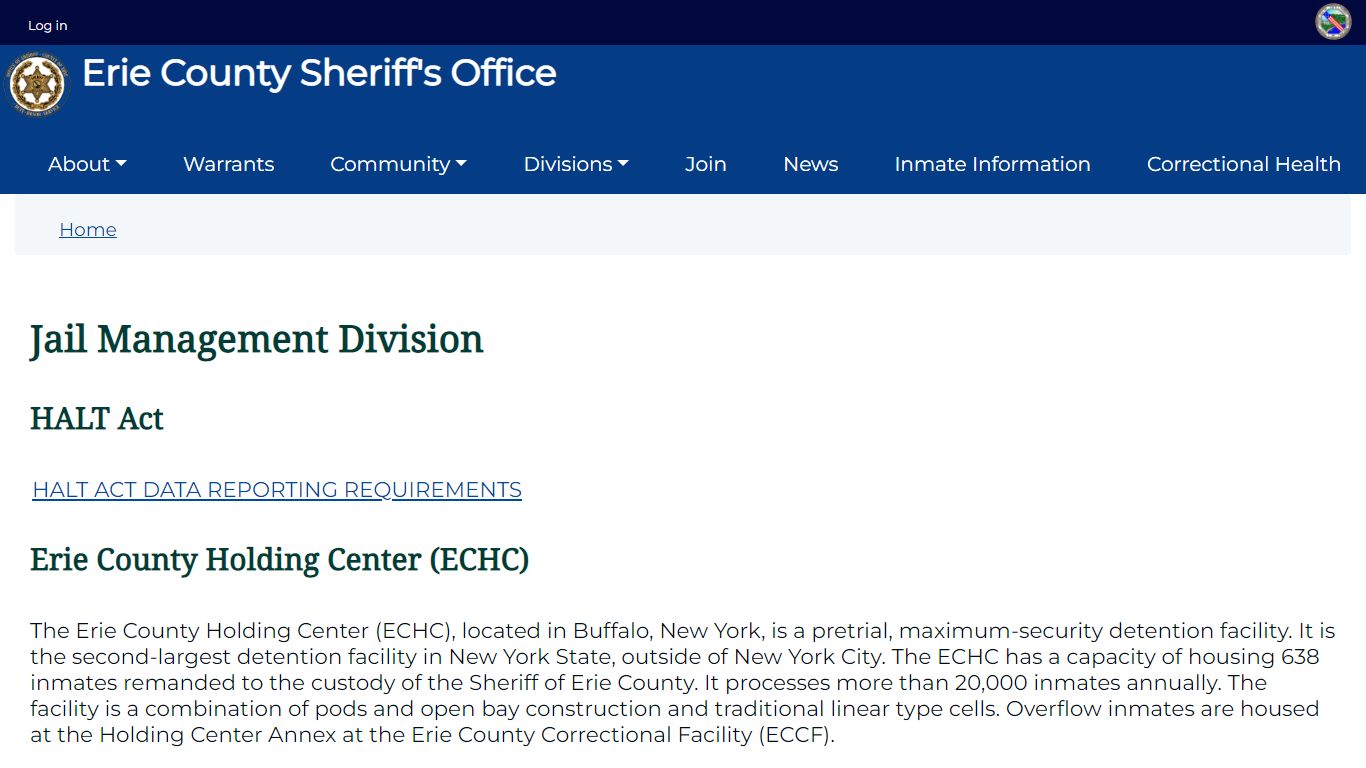 Jail Management Division | Erie County Sheriff's Office